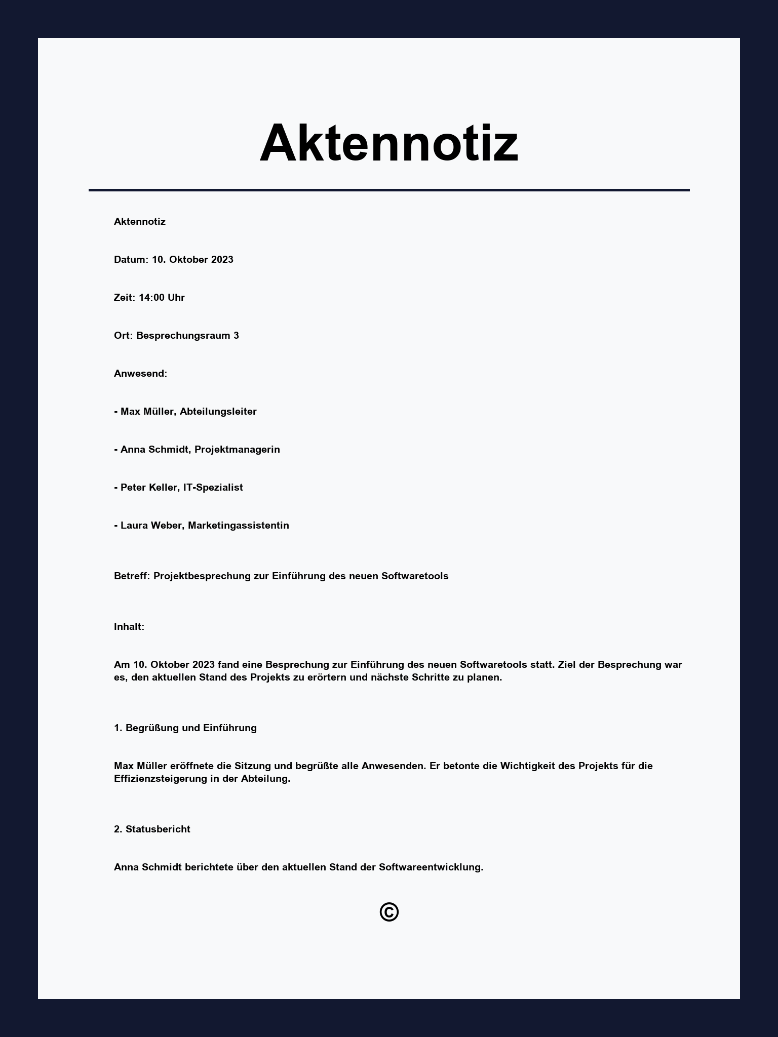 Aktennotiz Muster