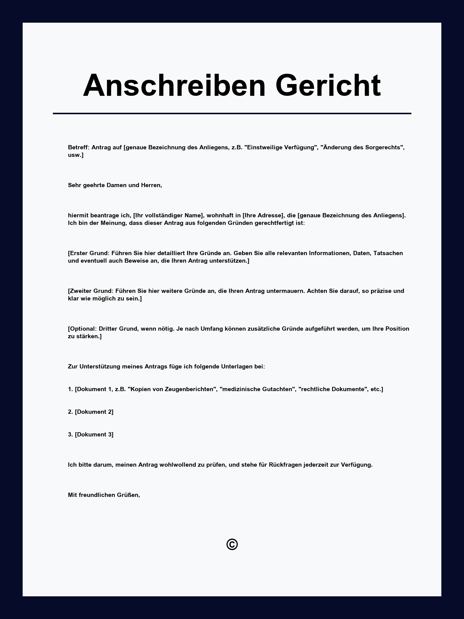 Anschreiben Gericht Muster