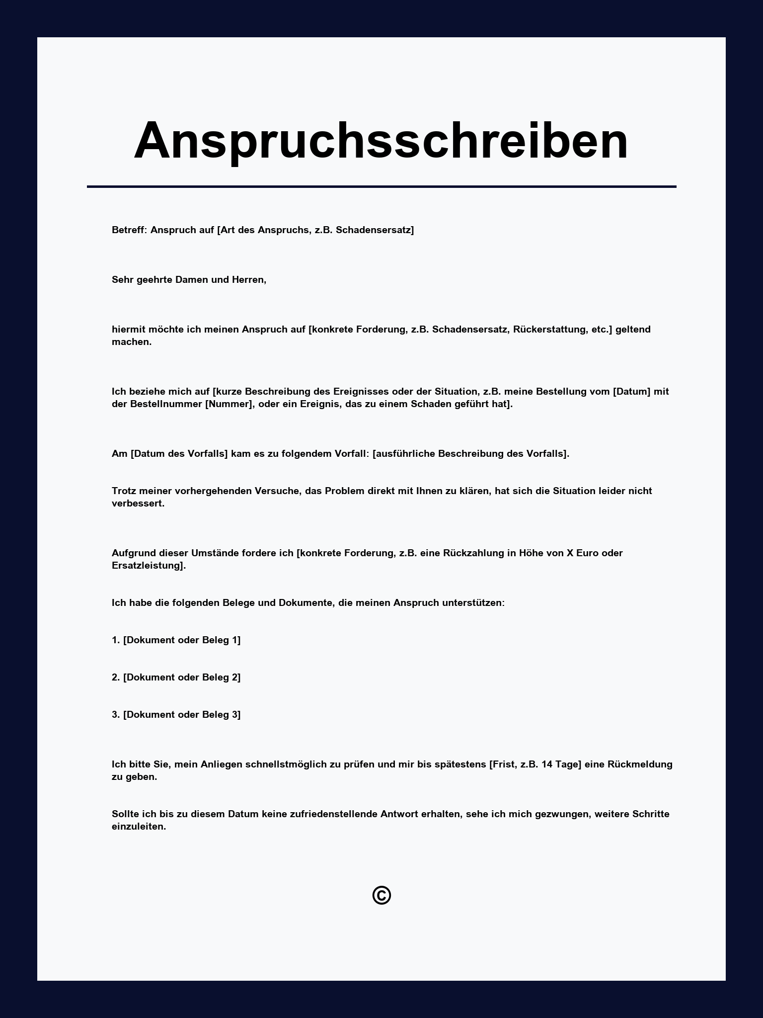 Anspruchsschreiben Muster
