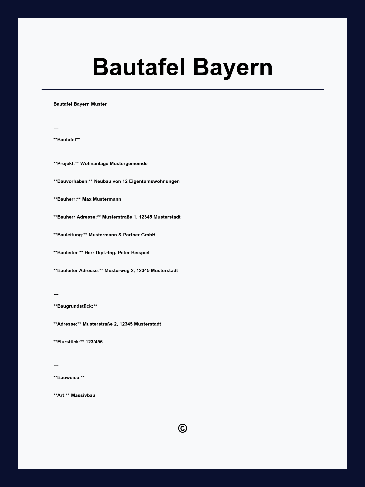 Bautafel Bayern Vorlage