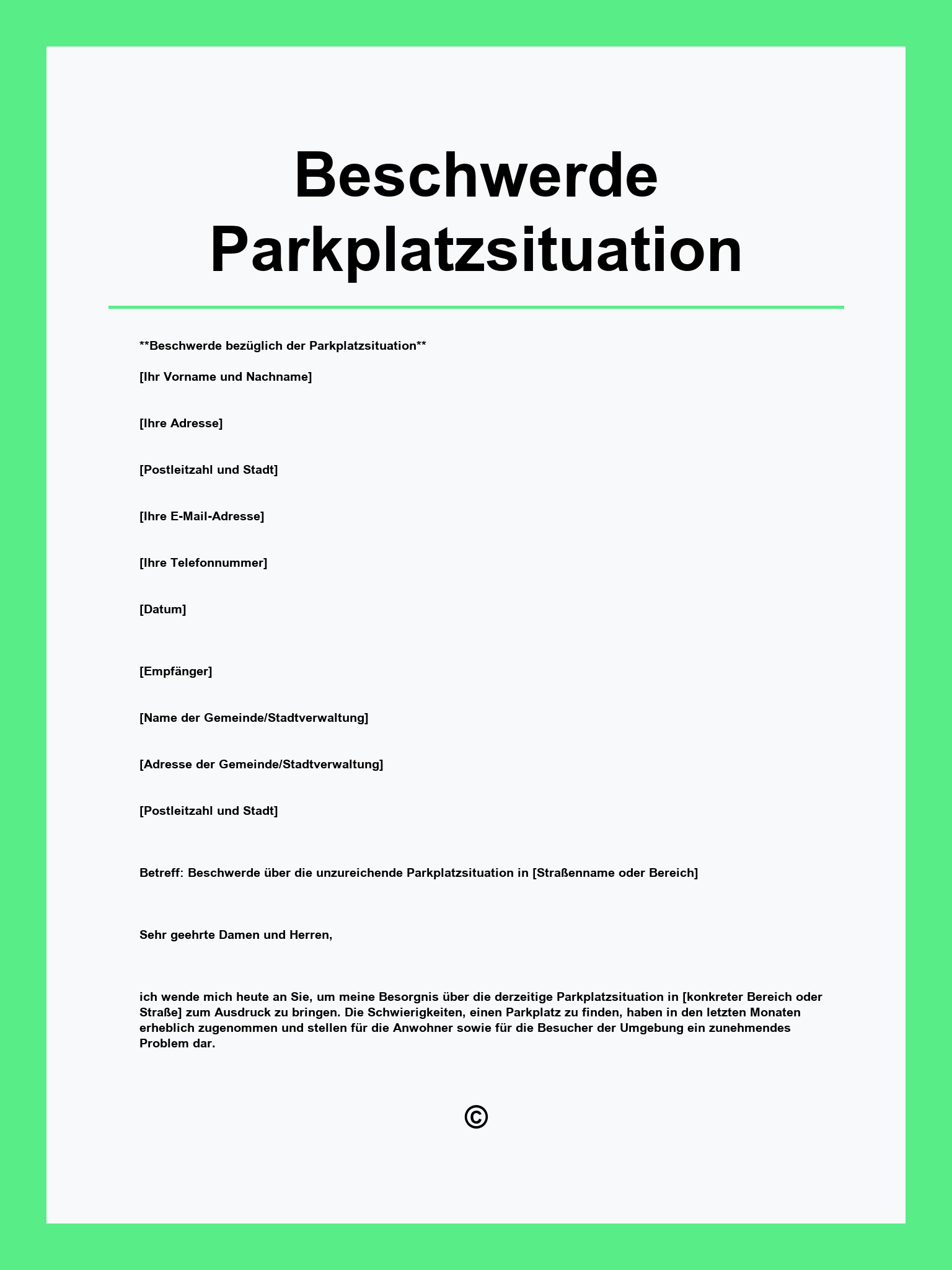 Beschwerde Parkplatzsituation