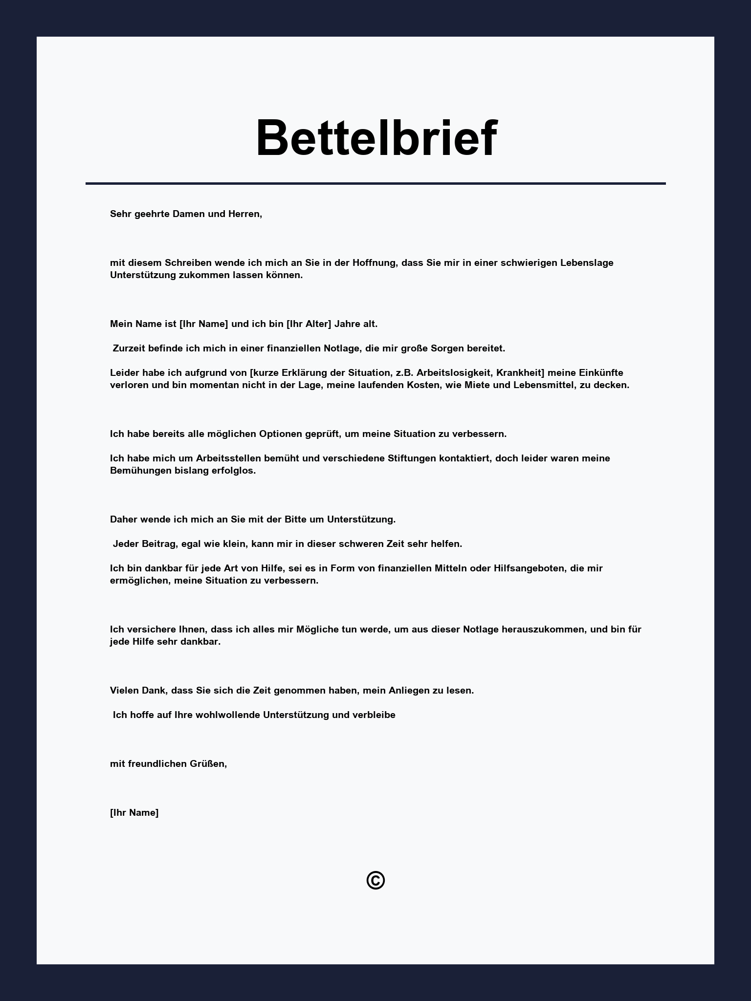 Bettelbrief Vorlage