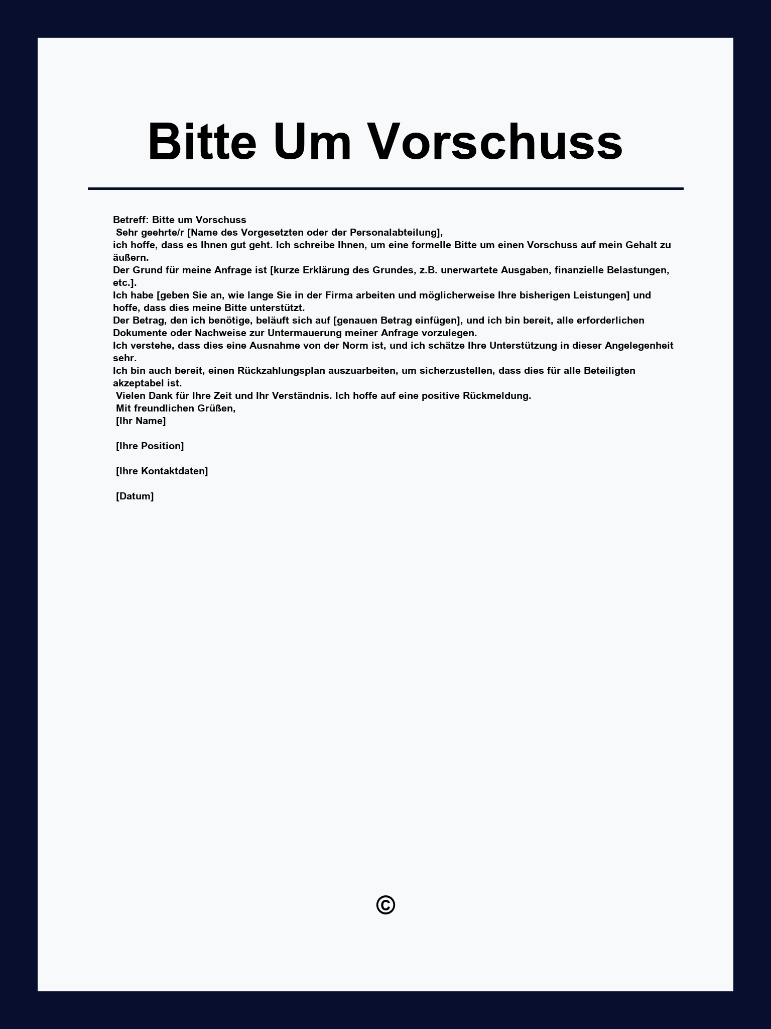 Bitte Um Vorschuss Muster
