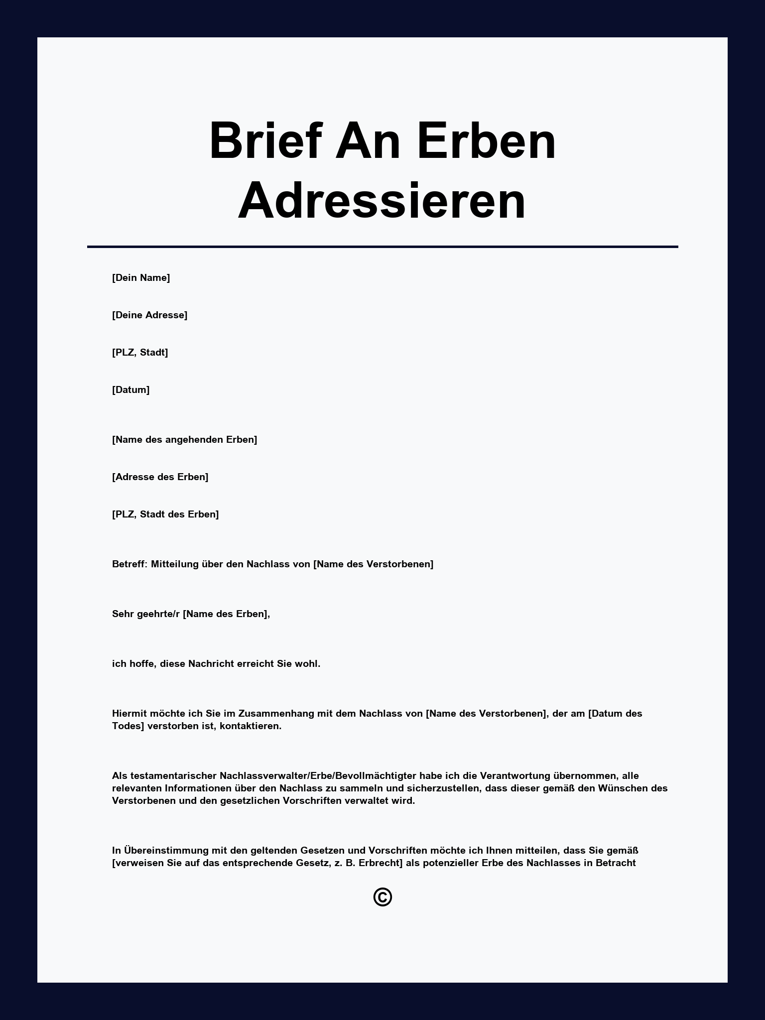 Brief An Erben Adressieren