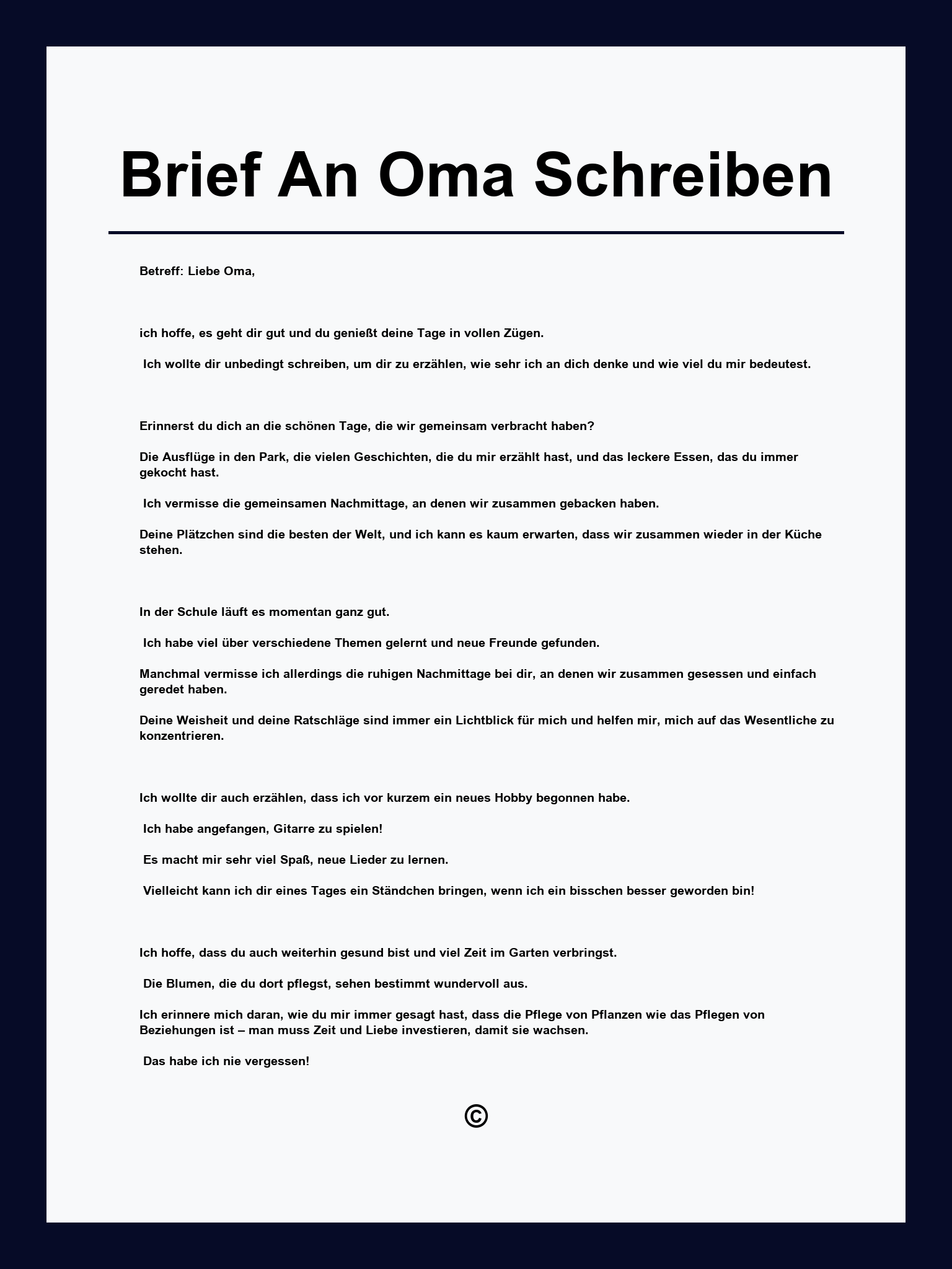 Brief An Oma Schreiben Vorlage