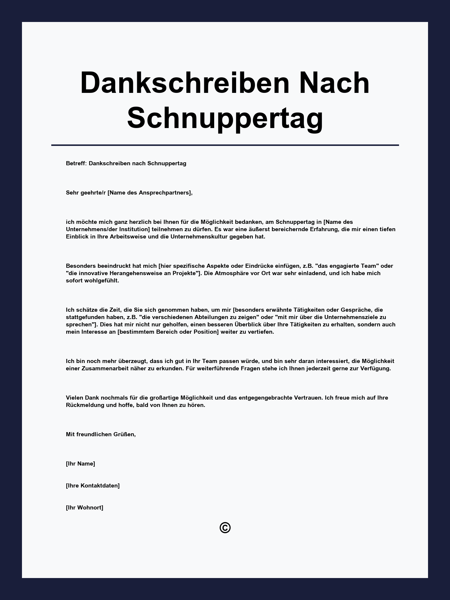 Dankschreiben Nach Schnuppertag Muster
