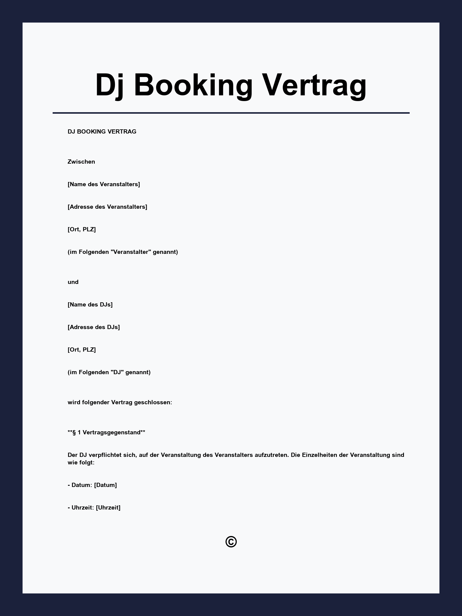 Dj Booking Vertrag