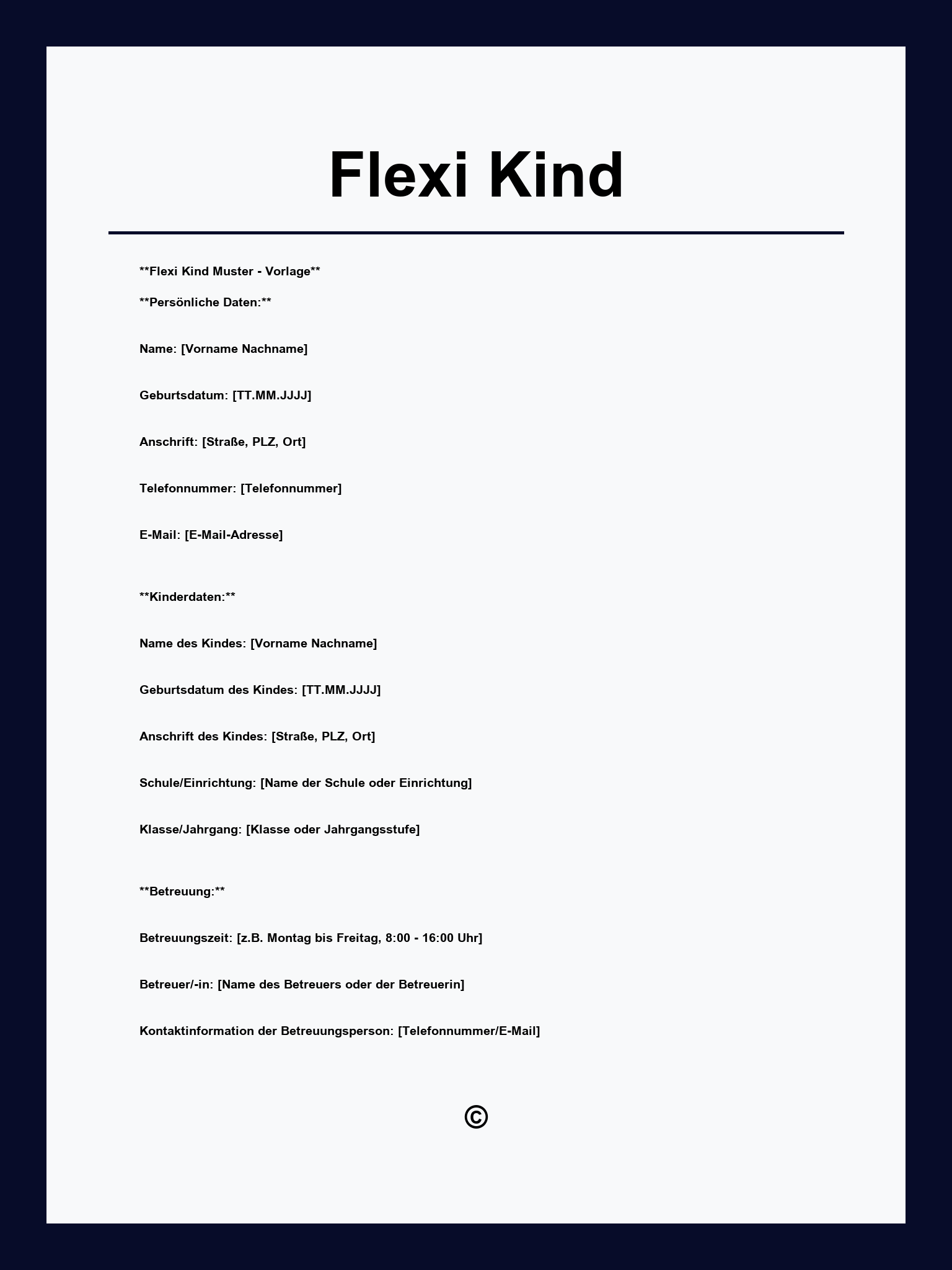 Flexi Kind Vordruck