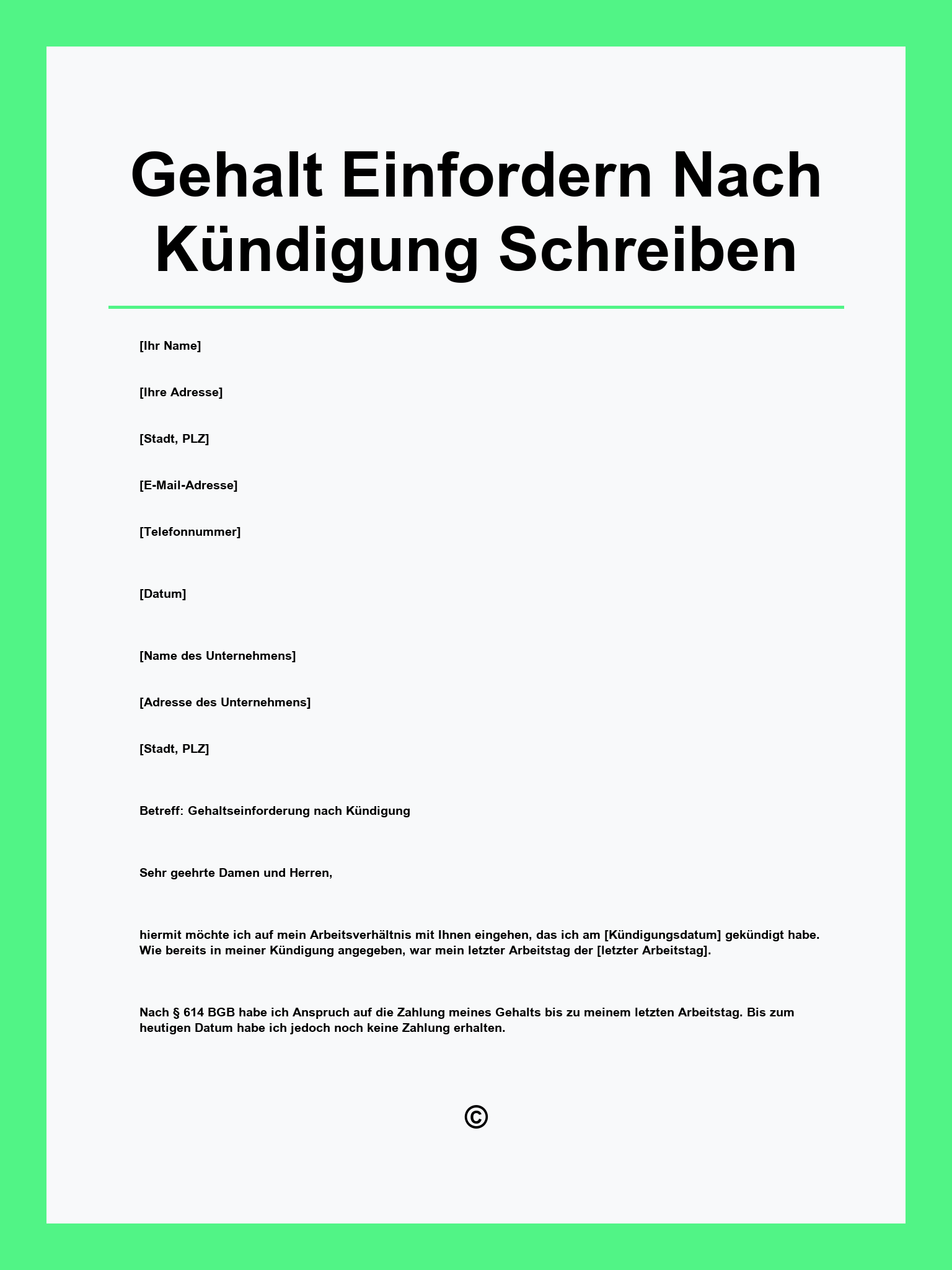 Gehalt Einfordern Nach Kündigung Musterschreiben
