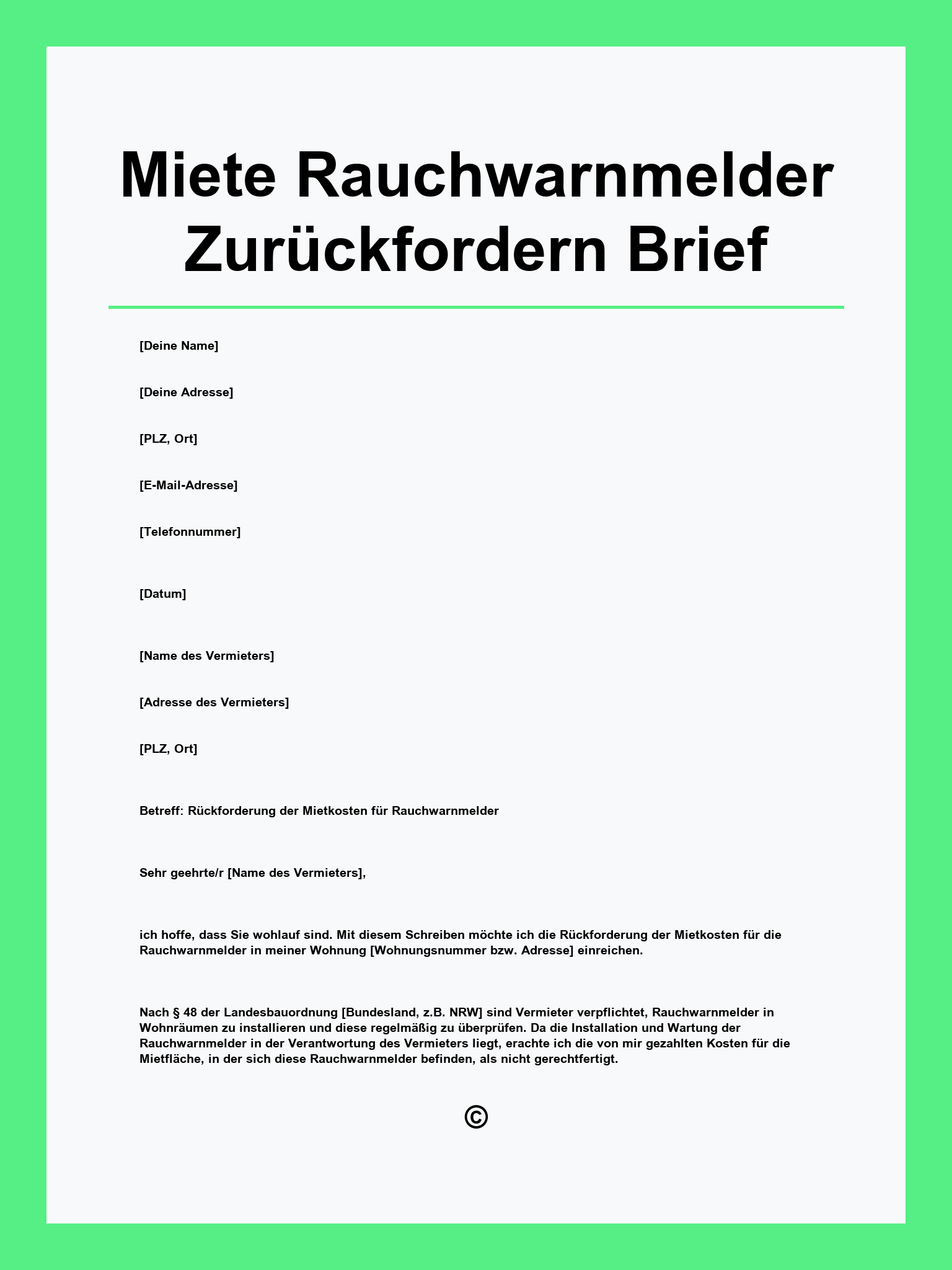 Miete Rauchwarnmelder Zurückfordern Musterbrief