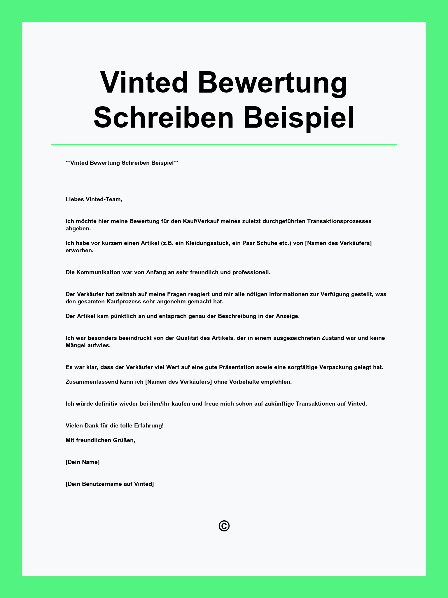Vinted Bewertung Schreiben Beispiel