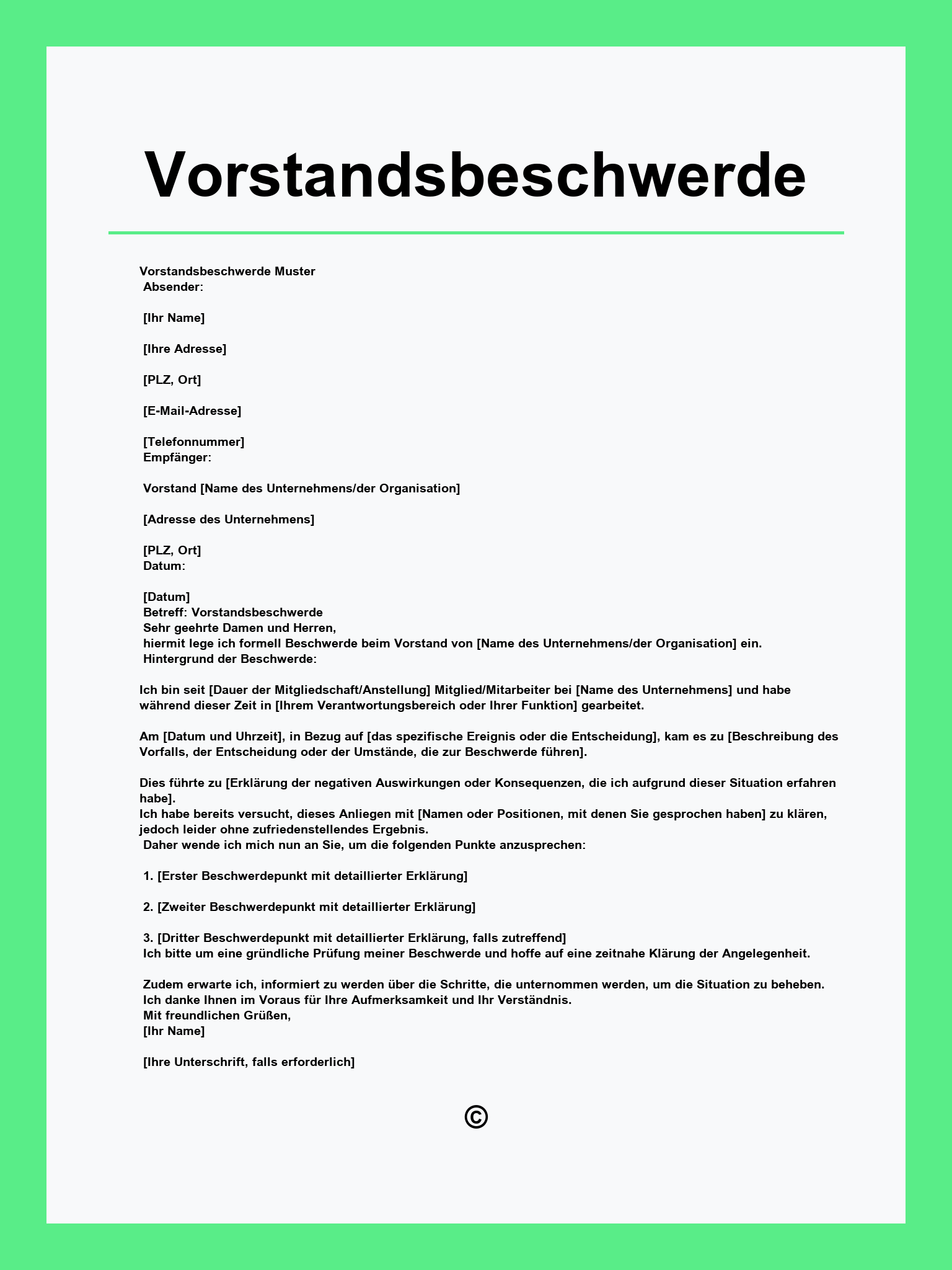 Vorstandsbeschwerde Muster